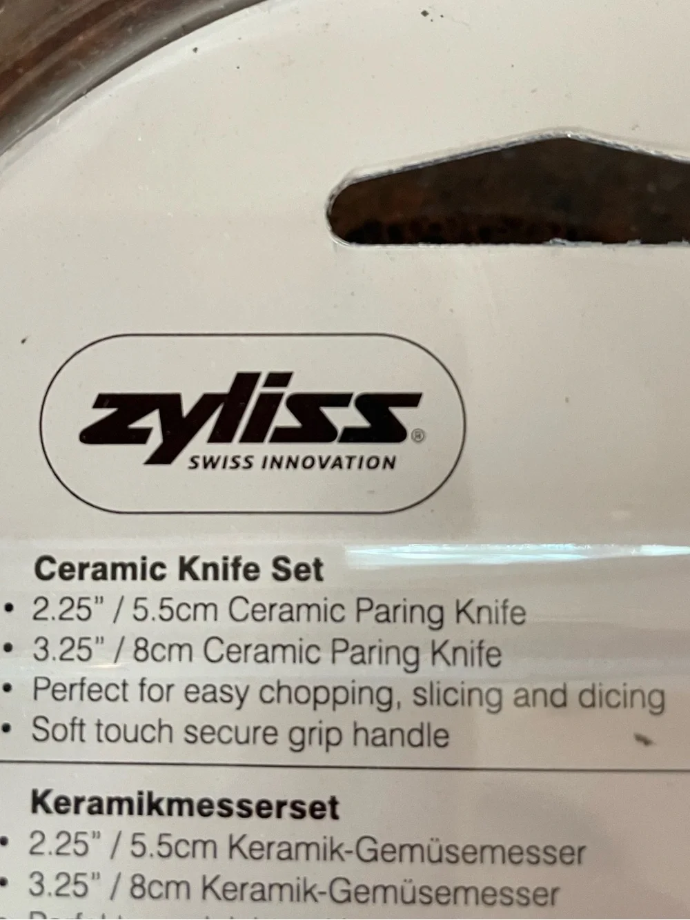 Zyliss Ceramic Knife Set - White Blades with Black Handles Brand New NWT